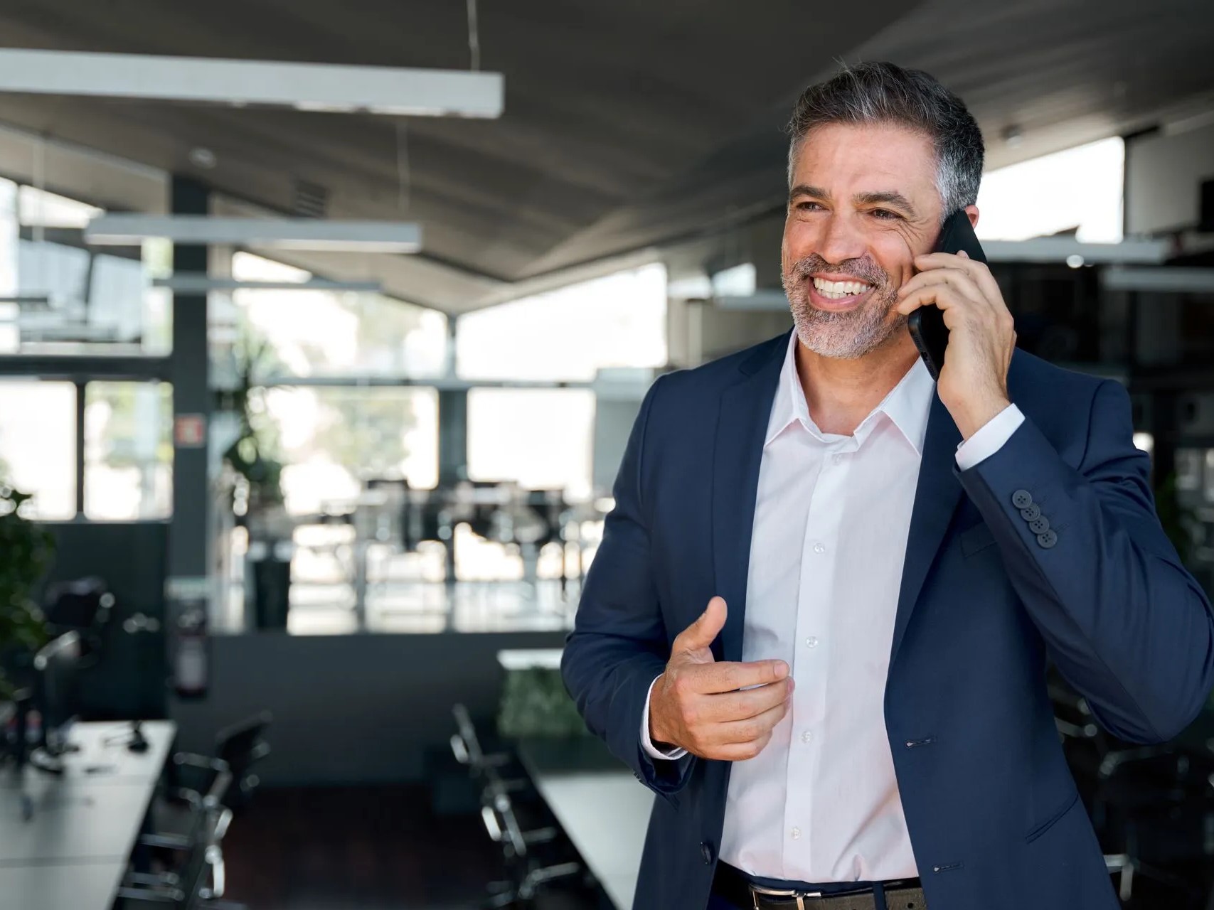 Businessman using ca phone